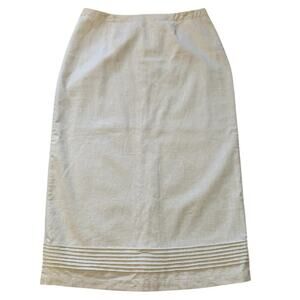 Christopher & Banks Womens Skirt Size 12 Beige Linen Cotton Maxi Back Buttons